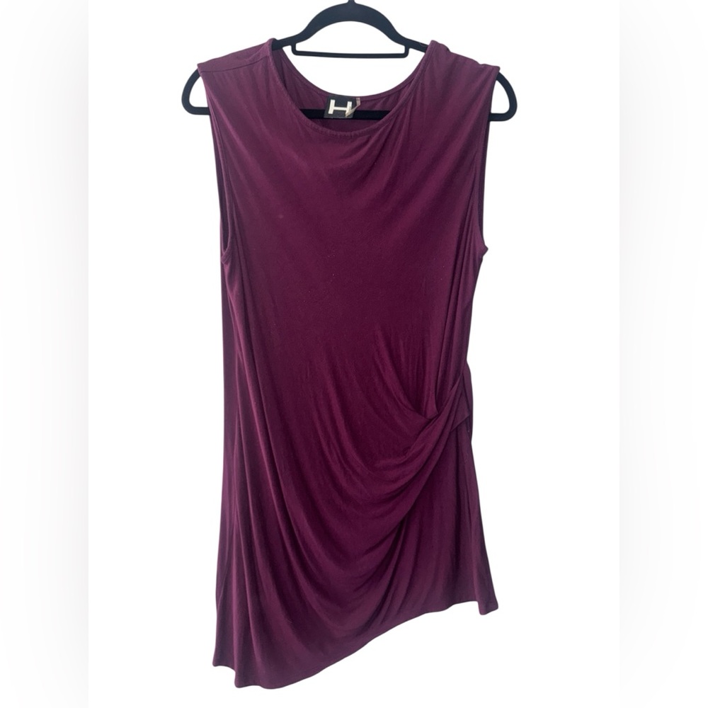 Bordeaux Sleeveless Drape Side Cinched Blouse - Deep Purple